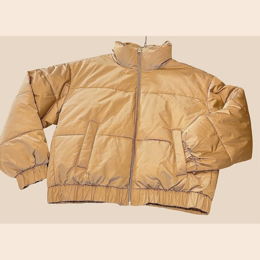 Abercrombie & Fitch Ultra Puffer line Jacket shiny tan Large